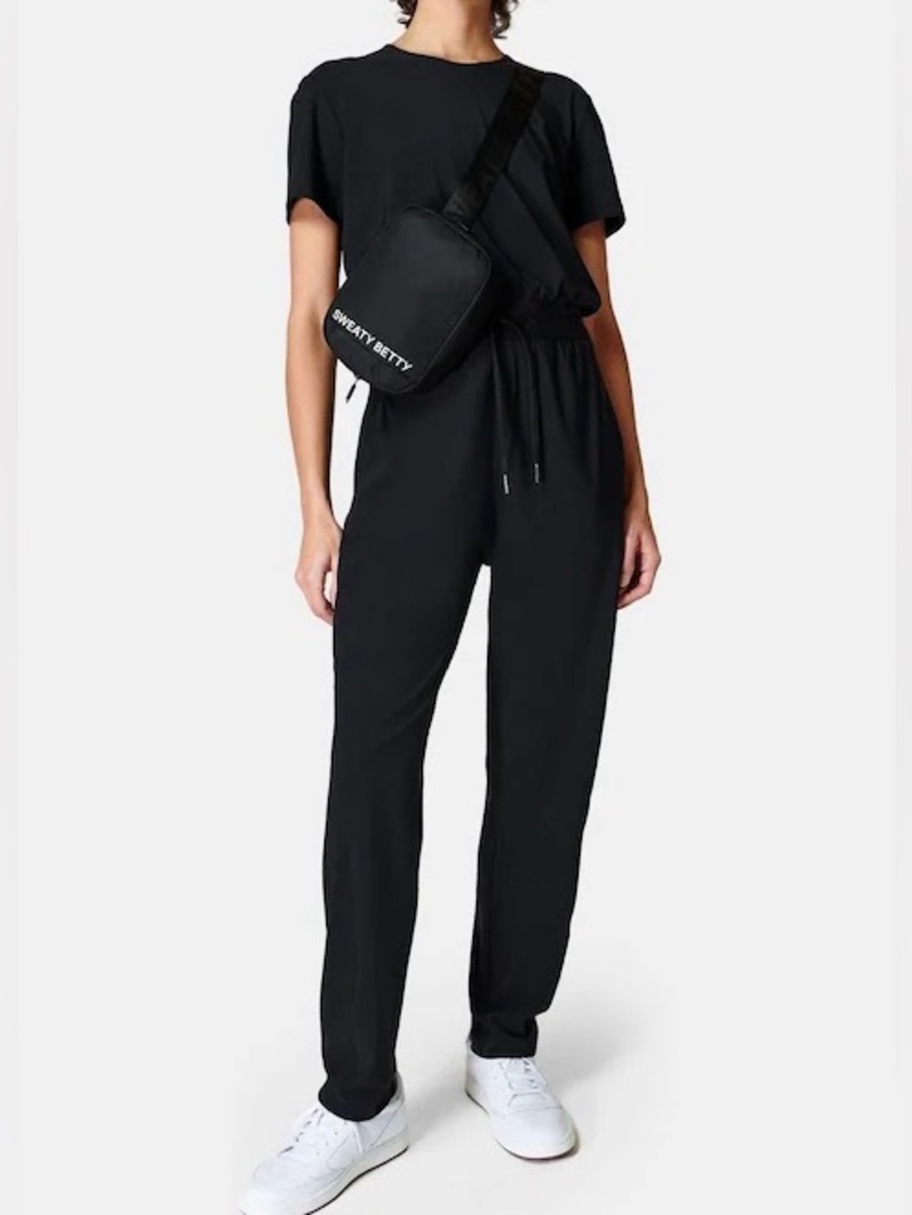 Sweaty Betty Black Short-Sleeve Explorer Jumpsuit in Small, NWT